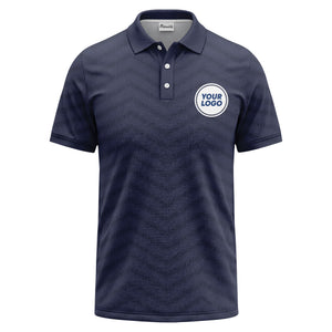 black chevron dot geometric pattern custom logo polo shirt for men