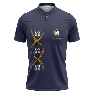 black gold infinity spiral shield team name graphic polo shirt for men