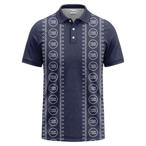black white fish symbol repeat pattern golf polo shirt
