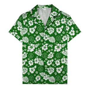black & white hibiscus blooms & monstera leaves hawaiian shirt for men