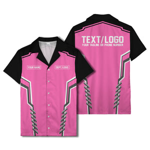 bowling team stripe name box hawaiian shirt for men