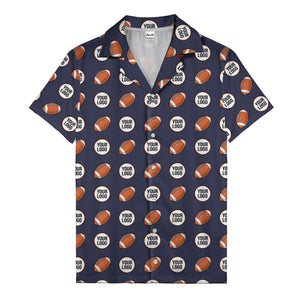 cartoon football field custom logo pattern black hawaiian shirt for men