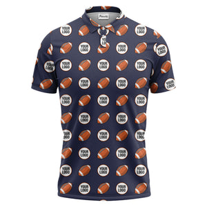 cartoon football logo circle repeat black sports polo shirt for men
