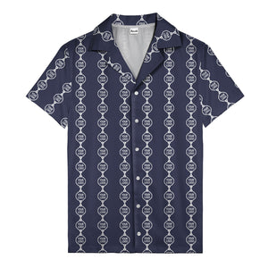 chain link custom logos black white all over hawaiian shirt