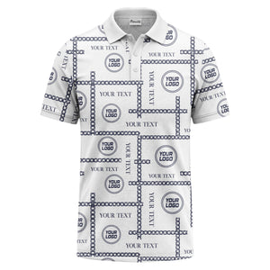 chain link grid custom logo monochrome polo shirt for men