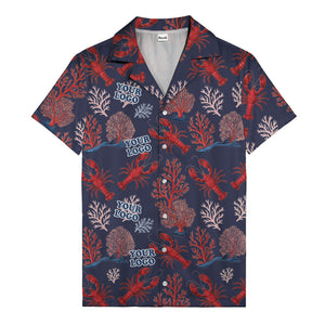 coral reef lobsters & watercolor logo repeat hawaiian shirt