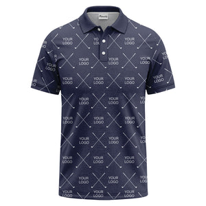 crossed golf clubs & logo repeat graphic polo shirt for men