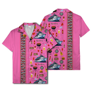 cruise ship grill & refreshments fun cartoon hawaiian shirt for men