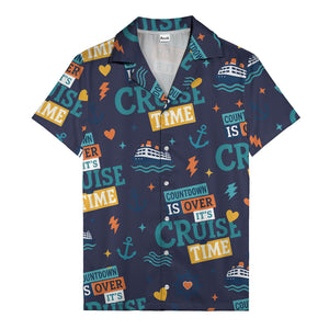 cruise ships & anchors cartoon fun hawaiian shirt for vacation