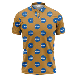 custom color logo polo shirt | bold branded repeating pattern