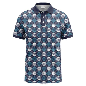 custom diamond grid circular logos polo shirt for men