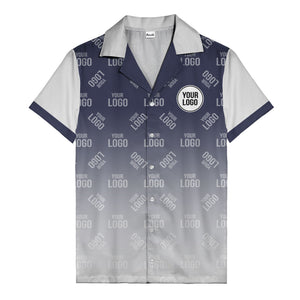 custom logo gradient fade black to white hawaiian shirt