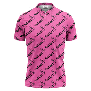 custom logo & monogram text repeat pattern black polo shirt for men