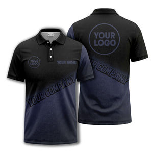 custom logo & name black white gradient corporate polo shirt