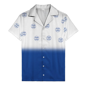custom logo ombre gradient black white hawaiian shirt