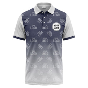 custom logo repeat gradient polo shirt for men in black & white