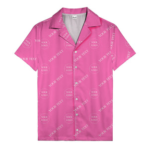 custom logo & text repeat black hawaiian shirt for personalized branding