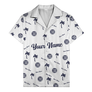 custom palm tree silhouette & name logo black white hawaiian shirt