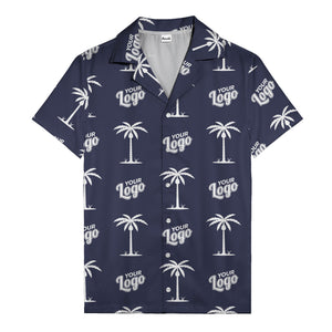 custom palm trees & your logo repeat black gold hawaiian shirt