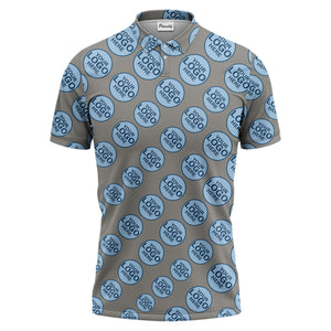 Custom Repeating Geometric Circles Logo Polo Shirt For Personalized Branding