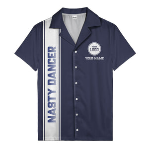 custom team logo striped black hawaiian shirt for spirit days