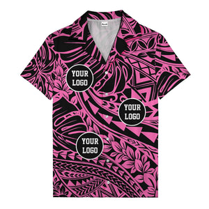 customizable logo circles pattern black hawaiian shirt for men