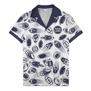 dynamic footballs & speed lines black white graphic hawaiian shirt for men