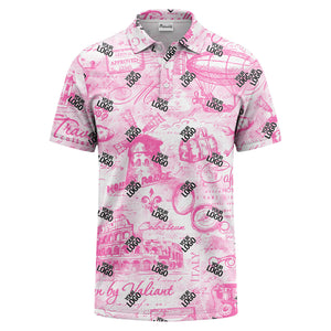 eiffel tower & airship sketched landmark polo shirt for men