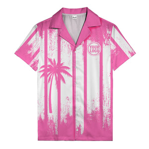 grunge monochrome palm tree silhouettes & stripe hawaiian shirt for men