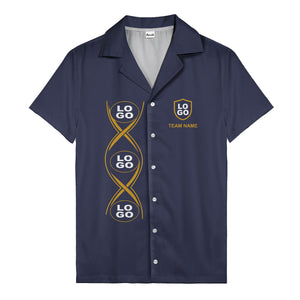 infinity symbol & shield crest black gold hawaiian shirt for men