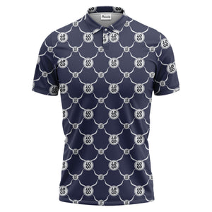 interlocking chain link logo repeat monochrome graphic polo shirt for men