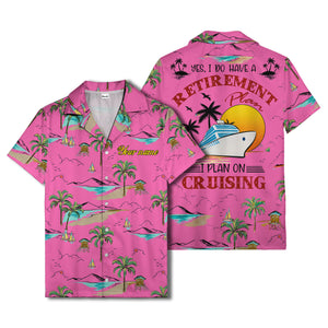 island paradise palm trees & sailboats sunset hawaiian shirt