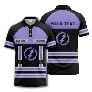 lightning bolt emblem & stripes corporate polo shirt