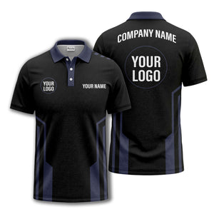 modern black white geometric stripes custom logo polo shirt