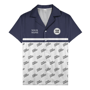 monochrome custom logo repeat hawaiian shirt for men