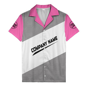 monochrome diagonal stripes & custom logo company name hawaiian shirt