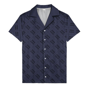 monochrome diamond grid custom logo repeat hawaiian shirt for men