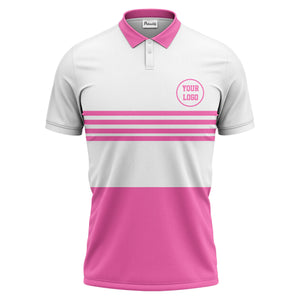 monochrome horizontal stripes & circular logo modern minimalist polo shirt for men