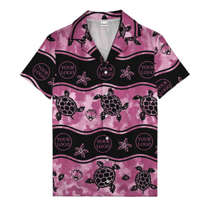 monochrome sea turtles & starfish repeat pattern hawaiian shirt for men