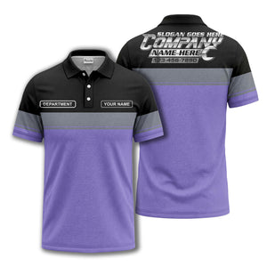 personalized department name gray stripe polo shirt for teams