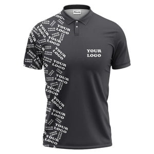 professional corporate logo typography repeating pattern polo shirt