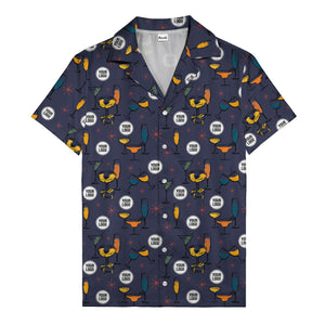 retro cocktail glasses & martini starburst hawaiian shirt