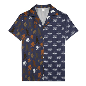 sasquatch golfers swinging clubs cartoon black hawaiian shirt for men