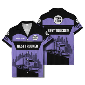 semi-truck cityscape hawaiian shirt for road-warrior professionals