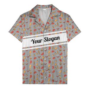 steak sausage burger cartoon grill repeat hawaiian shirt