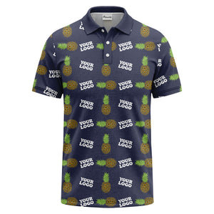 sunflower pineapple repeat custom logo polo shirt for beach days