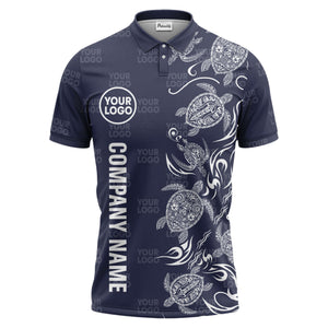 tribal sea turtle swirl black white artwork polo shirt for beach days