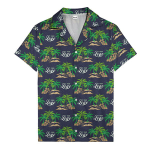 vintage palm tree oasis with monogrammed logo repeat hawaiian shirt