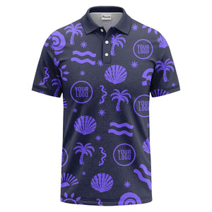 watercolor palm trees seashells waves polo shirt for beach vacation