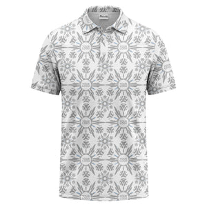 watercolor sunburst floral repeat pattern golf polo shirt